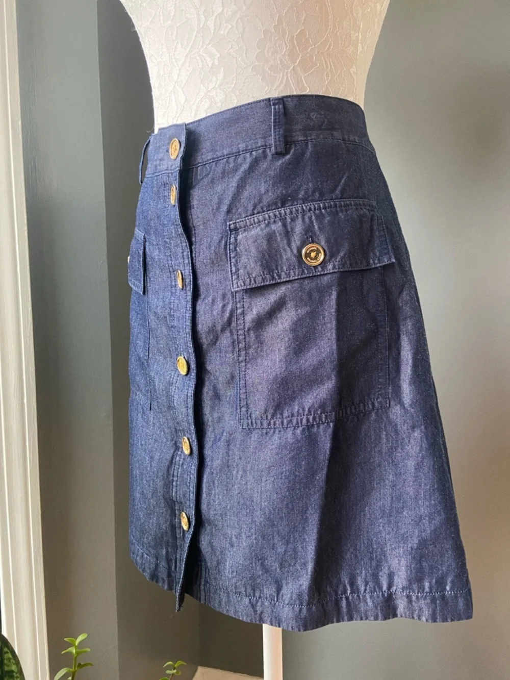 MICHAEL Michael Kors Navy Button-Front A-Line Skirt